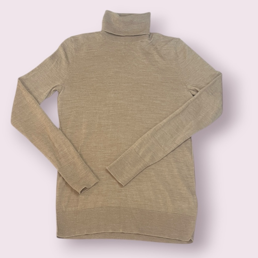 GAP 100% Extra Fine Merino Wool Turtleneck Women’s Sweater in Tan sz S Tall